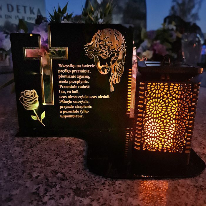 ZNICZ solarny led statuetka na cmentarz grób duża