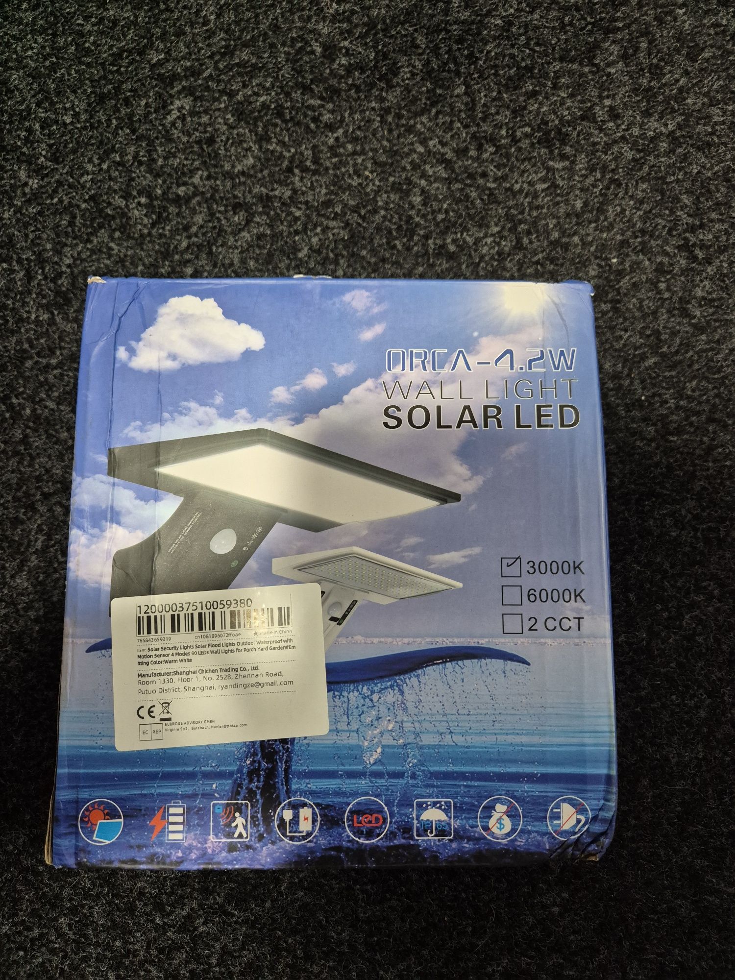Projetor solar LED para parede