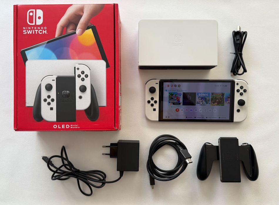 Nintendo Switch OLED + PAD + 4 Gry + Etui + Szkło + Pudełka Fabryczne!