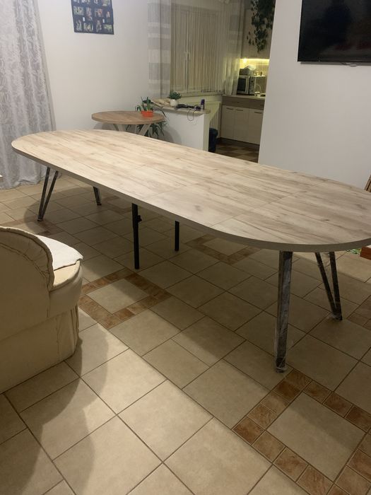 Stół okrągły rozkładany hikora egger 100/180 loft Okazja Nogi metalowe