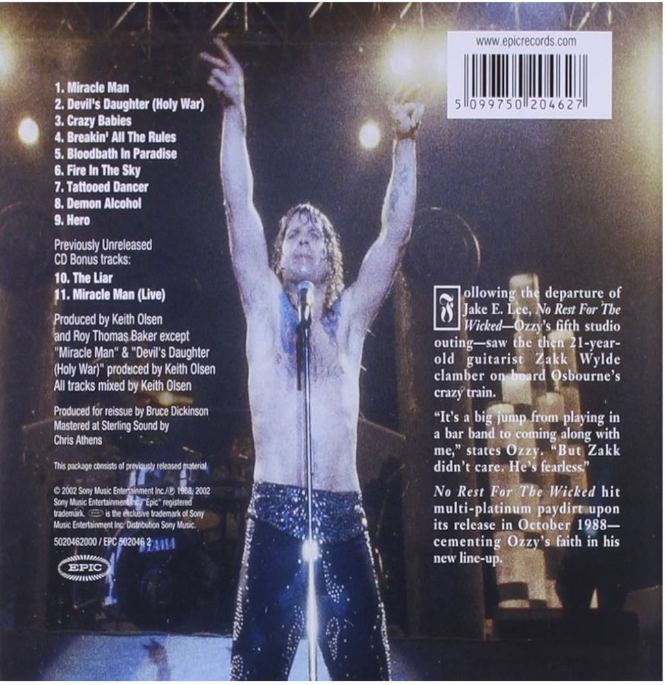 Ozzy Osbourne “No Rest for the Wicked“ Новий. Запакований. Оригінал.