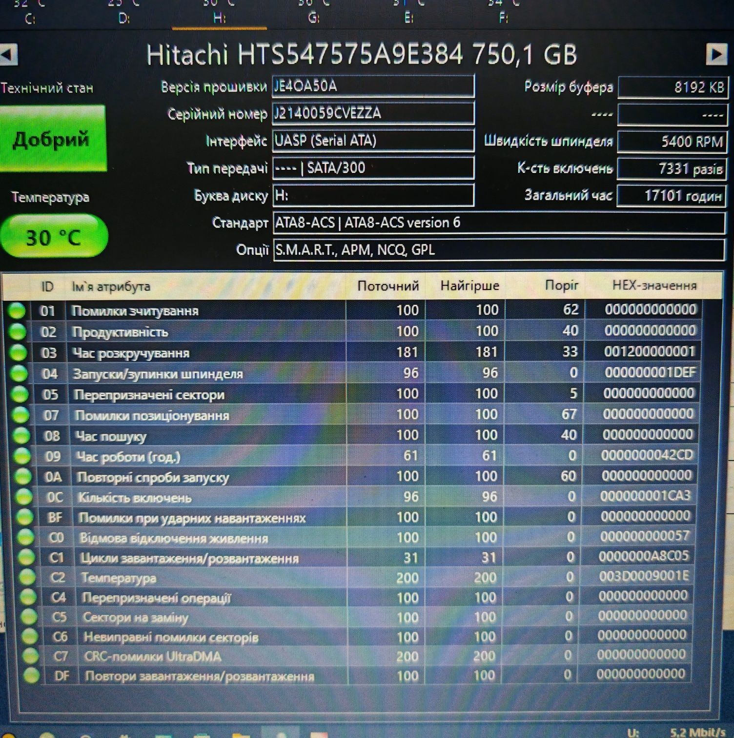 HDD 750 Gb 2,5 Hitachi