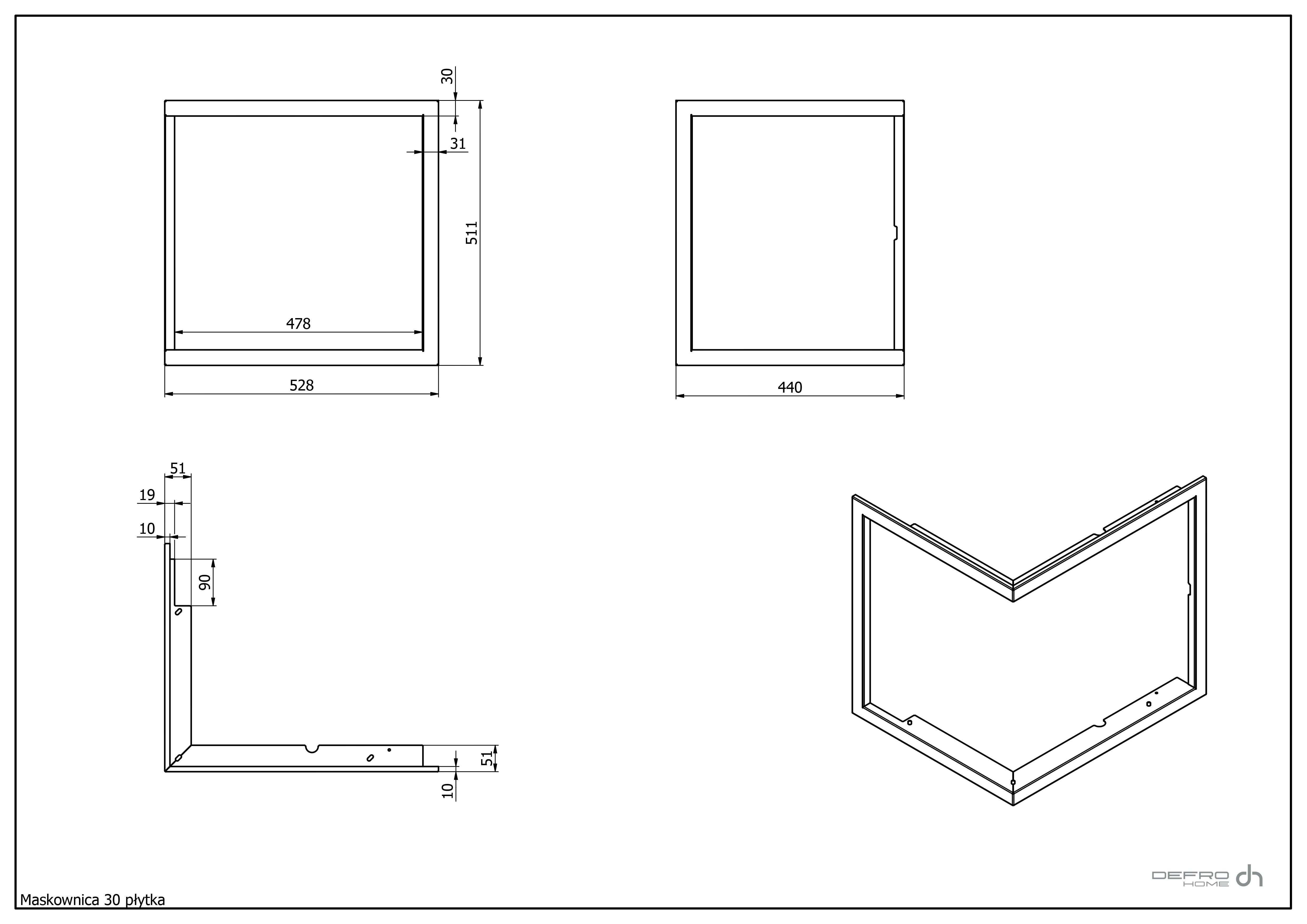Ramka / maskownica do kominka narożnego