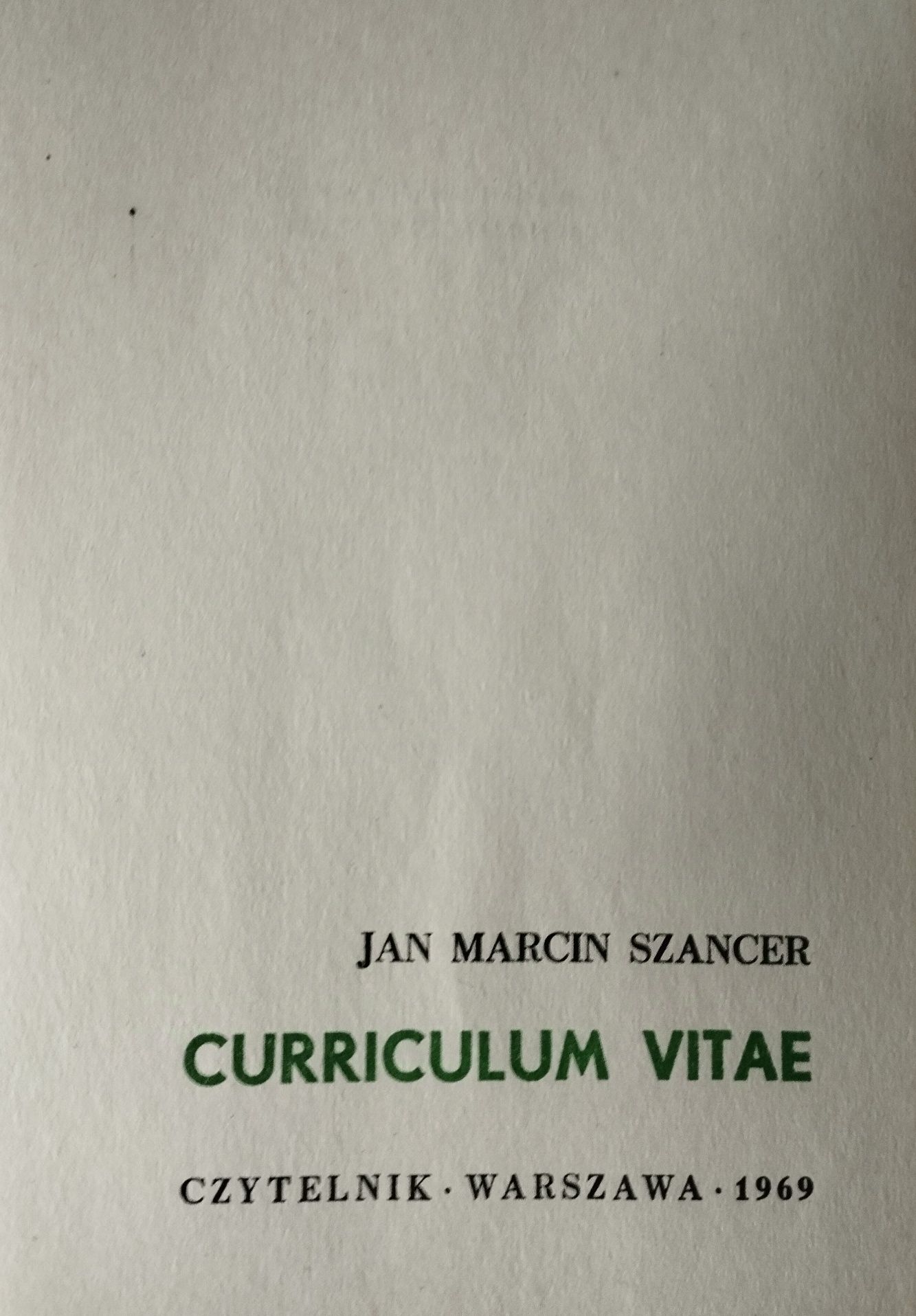 Jan Marcin Szancer Curriculum Vitae 1969