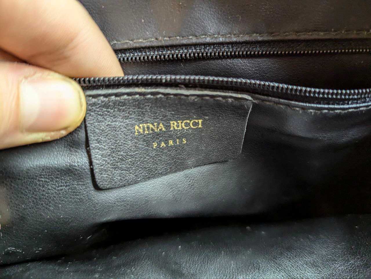 Винтажная черная фирменная сумка через плечо NINA RICCI Paris