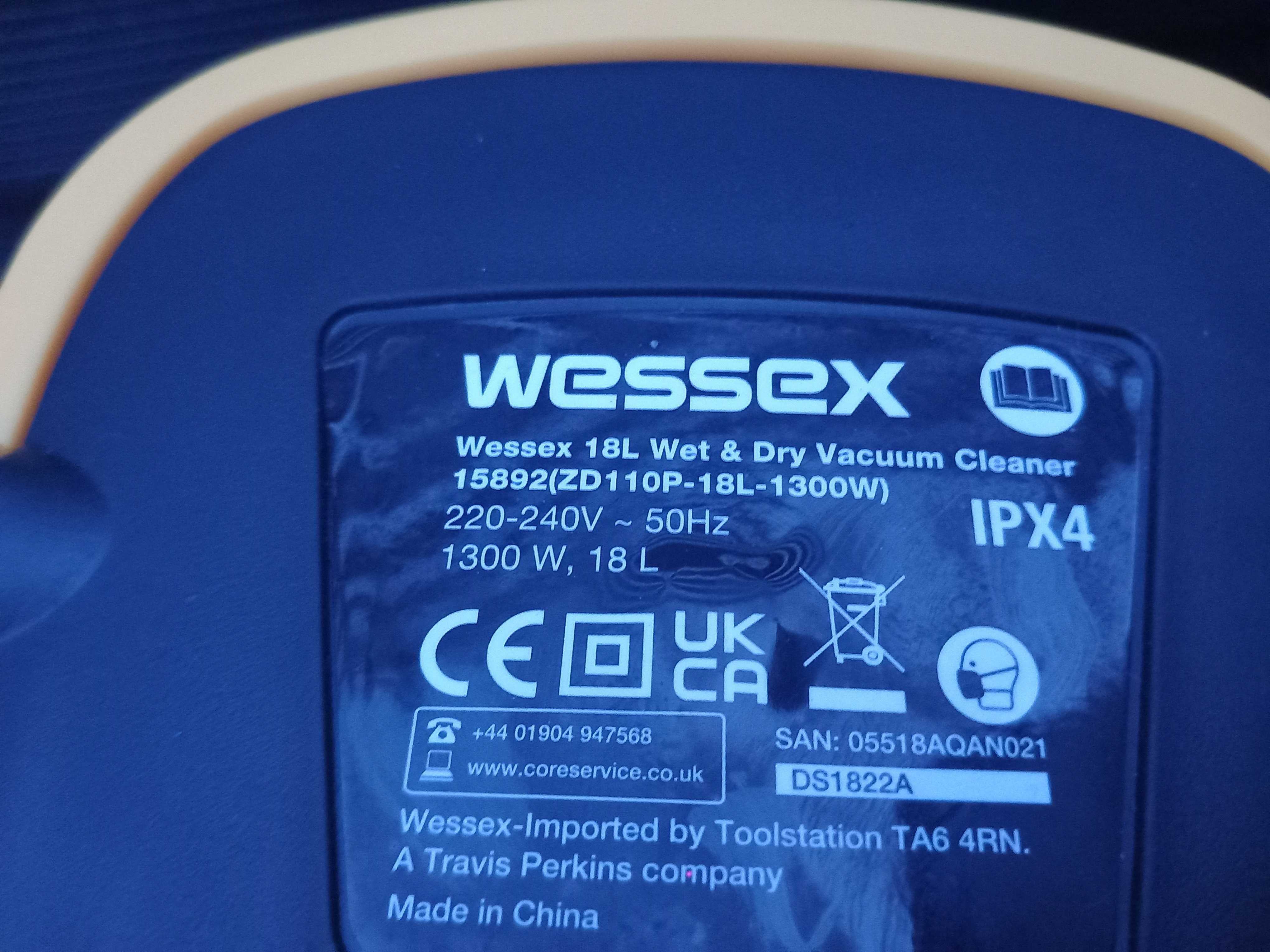 Odkurzacz elektryczny warsztatowy 1300 Wat Wessex 18 L nowy !!