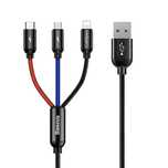Kabel Baseus Three Primary Colors 3w1 USB-A - micro USB / Lightning /