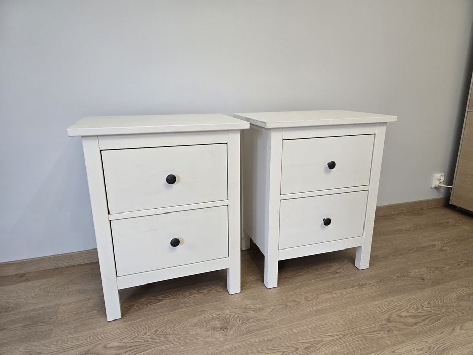 2x komoda (komplet) szafka nocna Ikea Hemnes z szufladami biała bejca