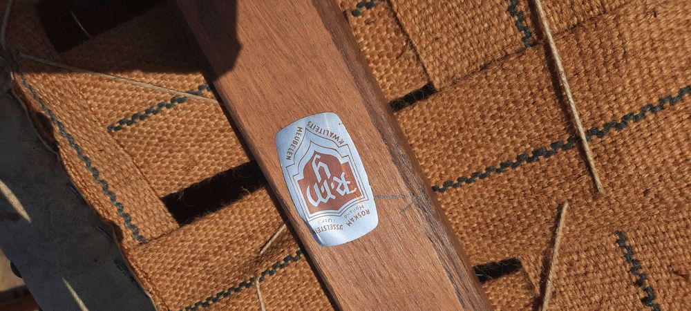 Krzesła drewniane obijane z poręczami skóra stare dąb 4 sztuki