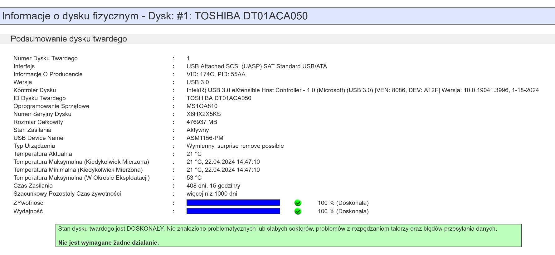 Dysk Dell Toshiba 500GB SATA III 7.2K 3,5 0RXJWX