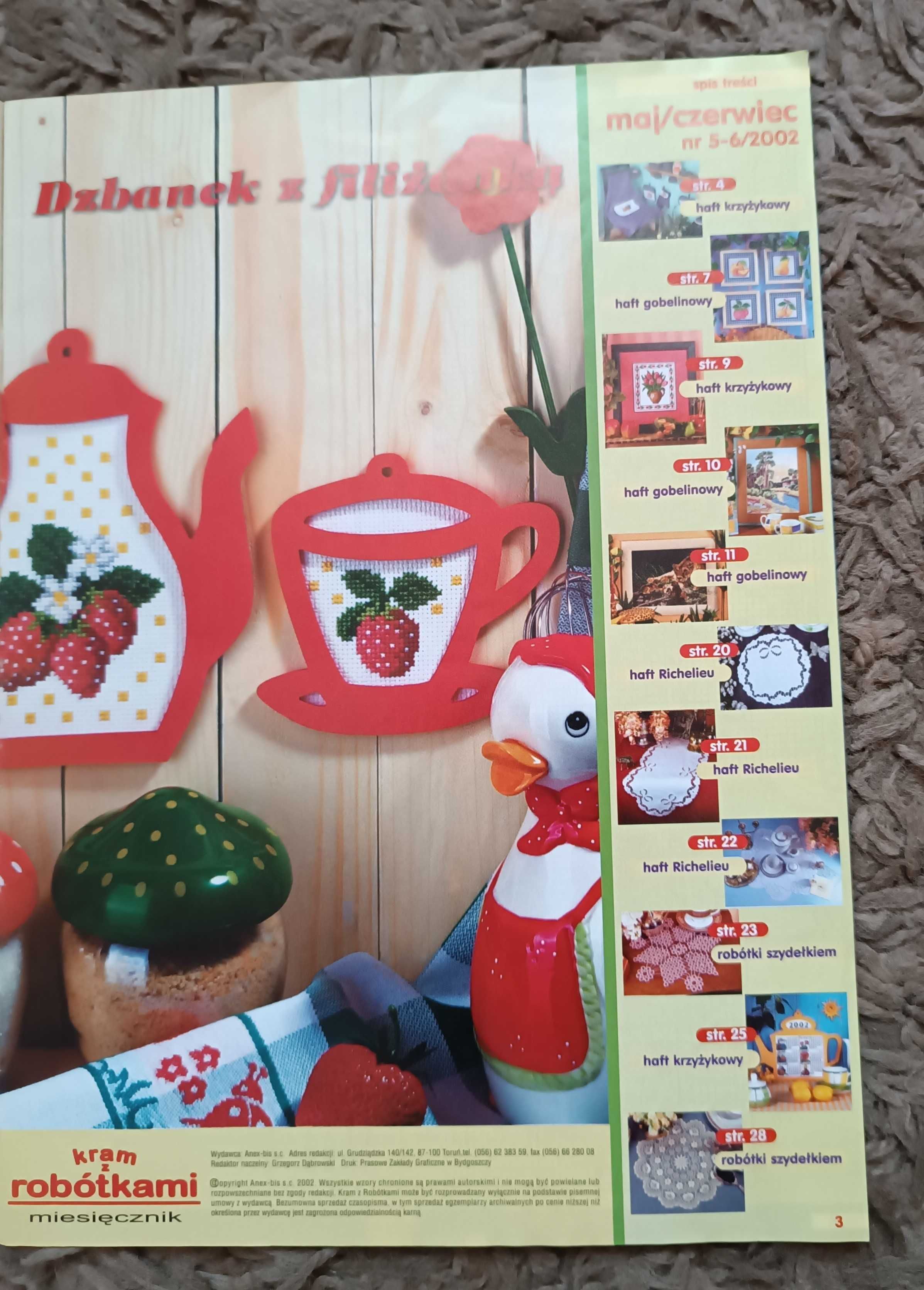 kram z robótkami nr 5-6/2002 haft krzyżykowy richelieu gobelinowy szyd