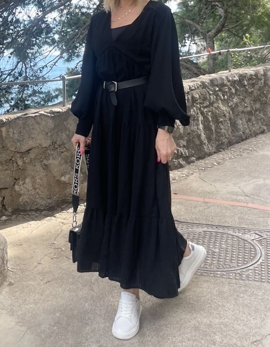 Czarna długa sukienka Zara R.XS