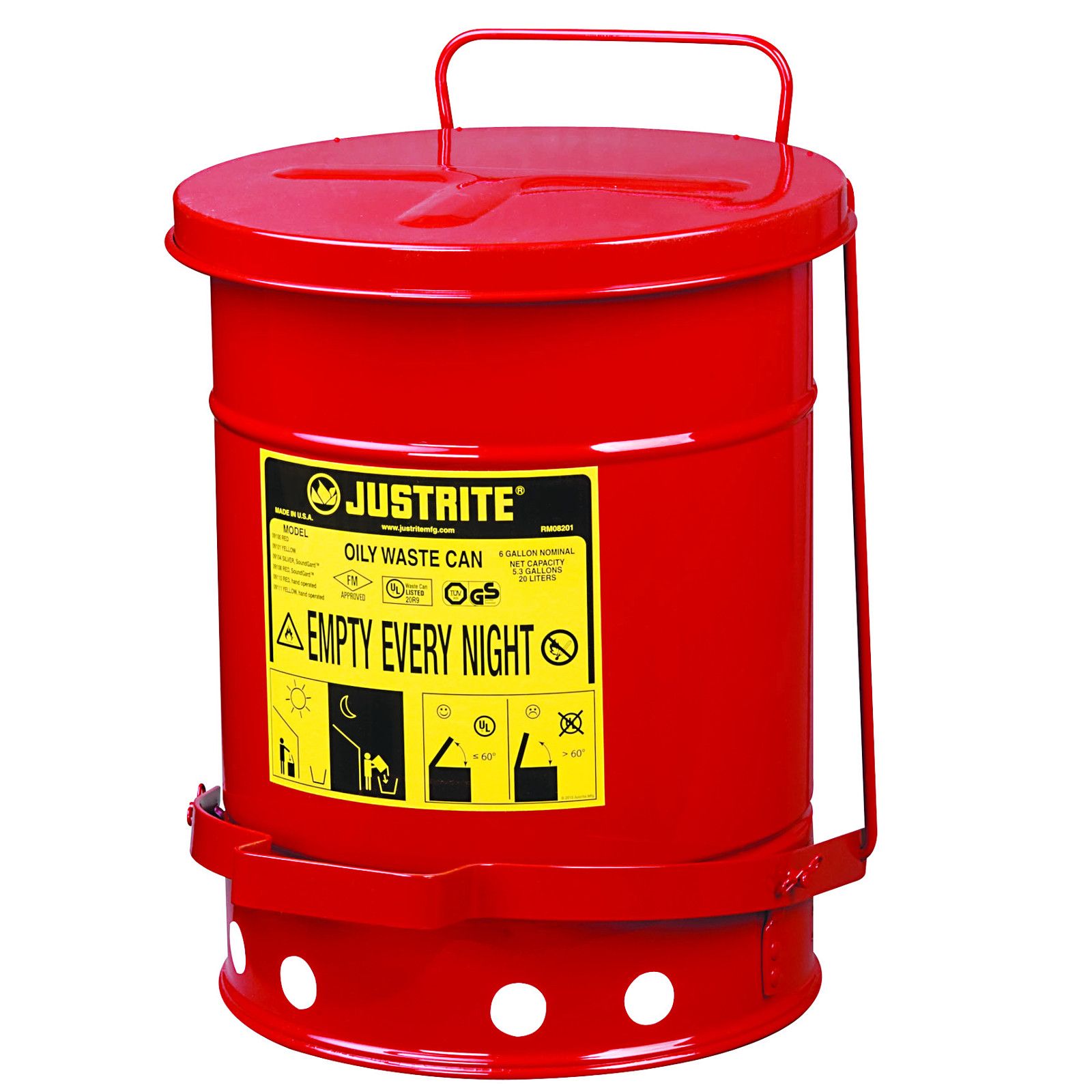 Kosz na odpady łatwopalne JUSTRITE 23L - atesty FM/UL