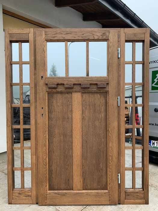 Drzwi zewnętrzne drewniane z doświetlami montaż Cała Polska