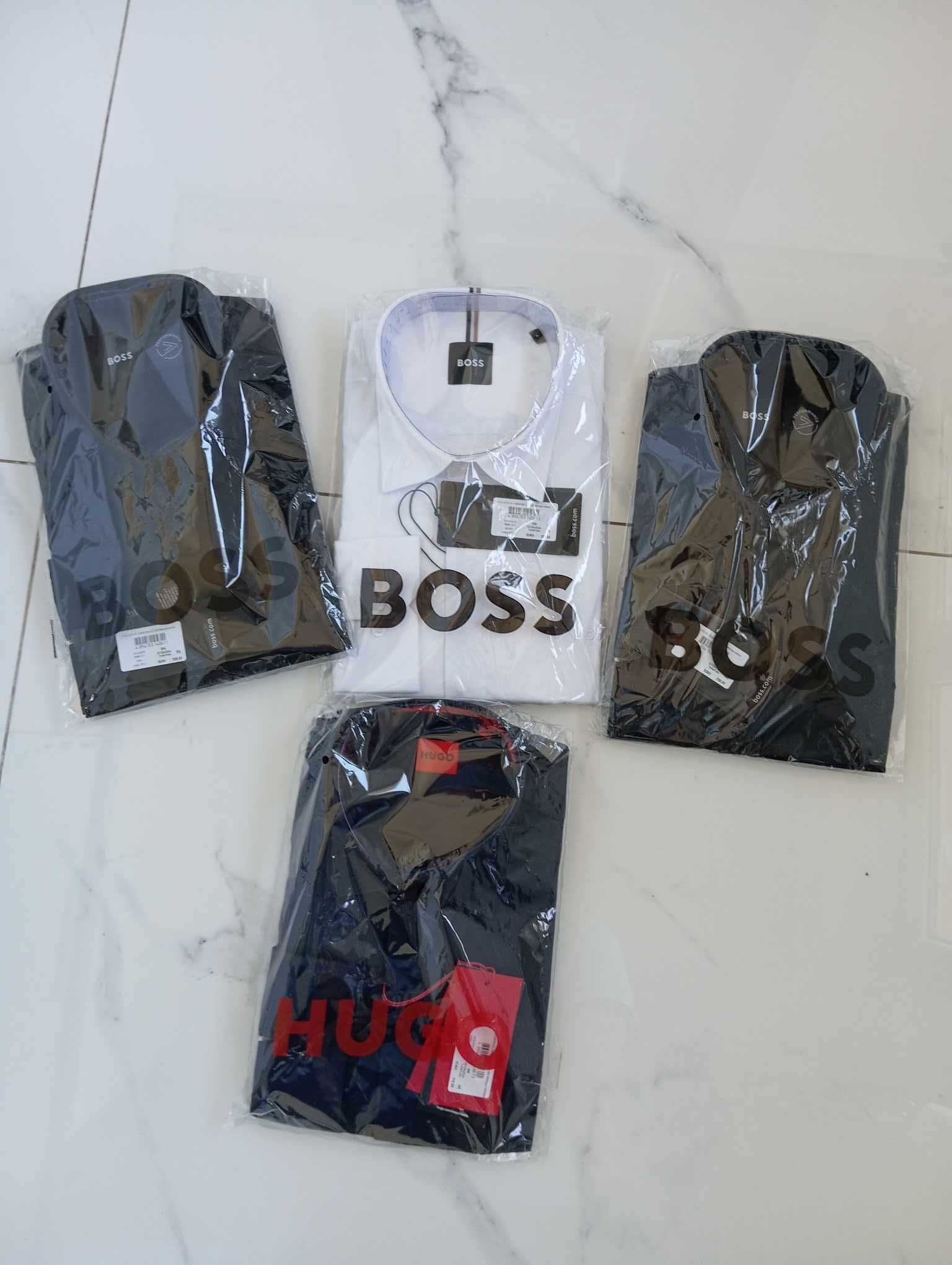 Koszula Hugo Boss regular fit, z długim rękawem, granatowa elegancka M