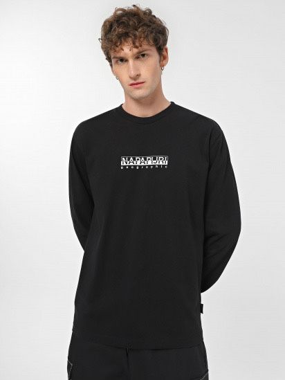 Чоловічий лонгслів napapijri, стильний чоловічий чорний лонг кофта