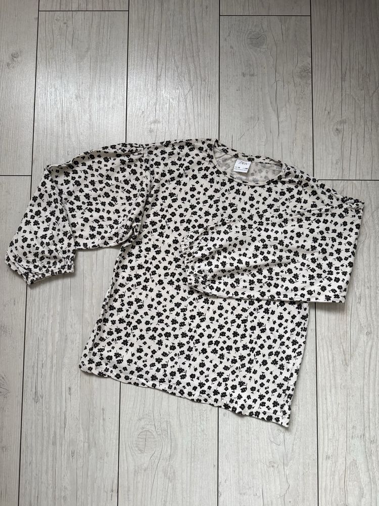 Bluzka bawełniana Zara 140 w kwiatki t-shirt