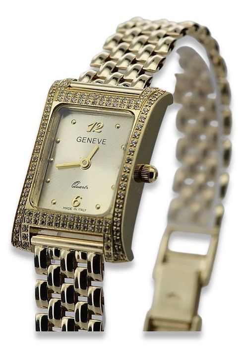 Złoty zegarek z bransoletą damską 14k włoski Geneve lw002ydg&lbw004y
