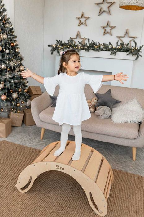 Bujak drewniany Smile biały Zabawka Montessori