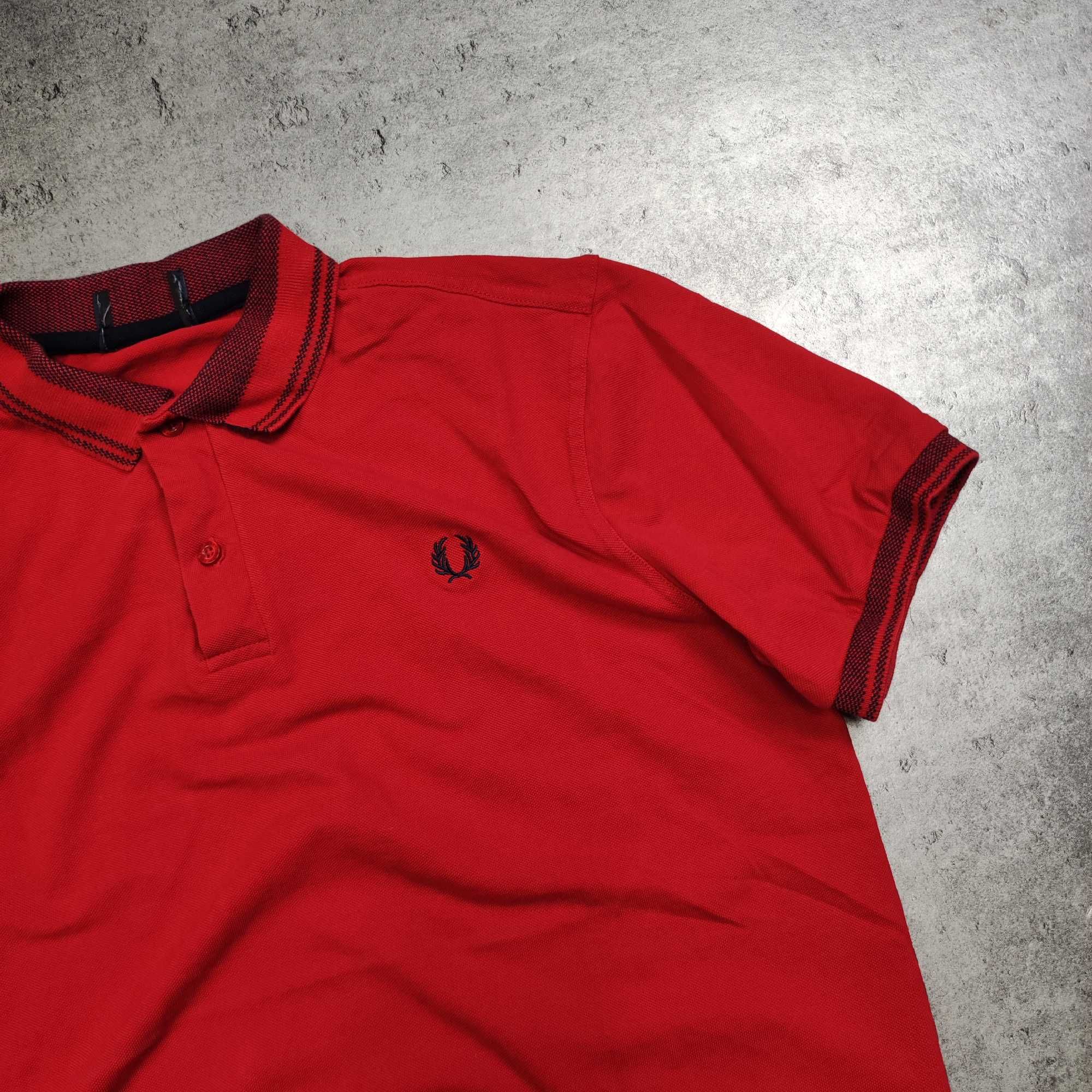 MĘSKA Koszulka Polo Elegancka Czerwona Bawełna PREMIUM Fred Perry
