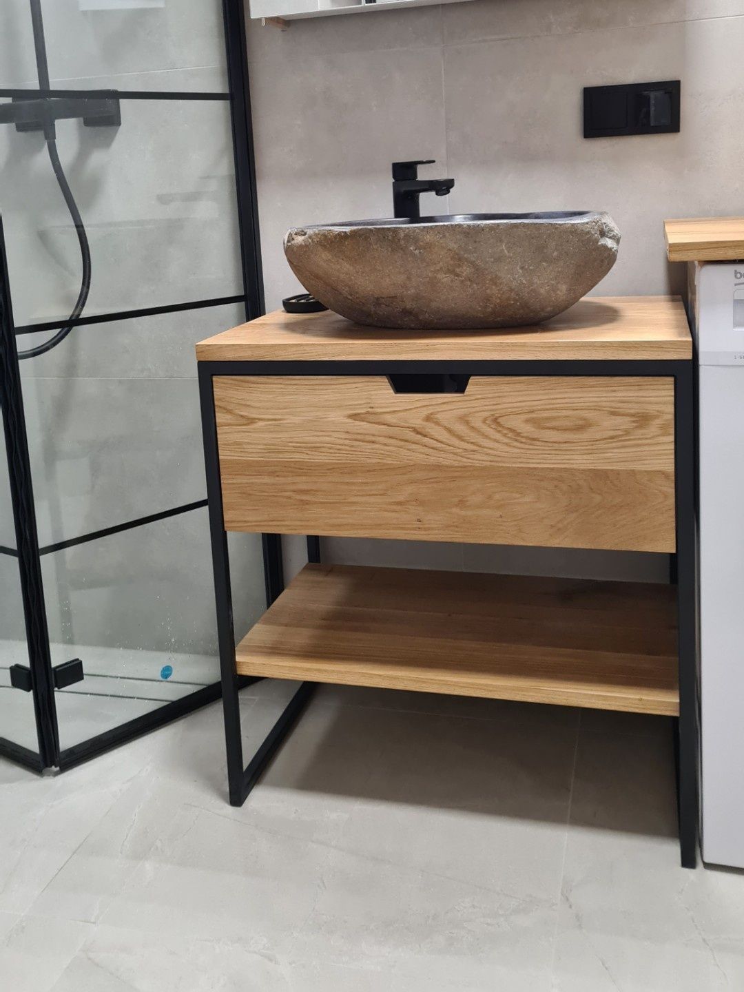 Szafka pod umywalkę, dębowa loft, konsola loft do łazienki
