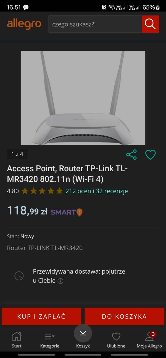 router do internetu sim 4g 3g wifi TP link TL-MR3420