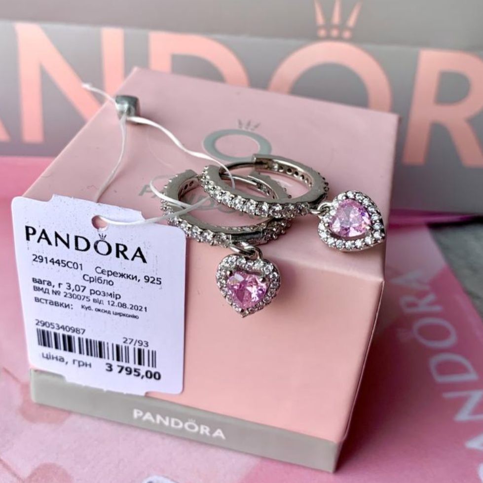 Сережки Пандора серьги pandora оригінал нові прикраси