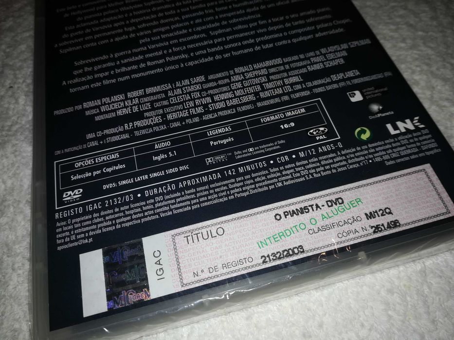 o pianista (filme/dvd) de roman polanski - novo selado