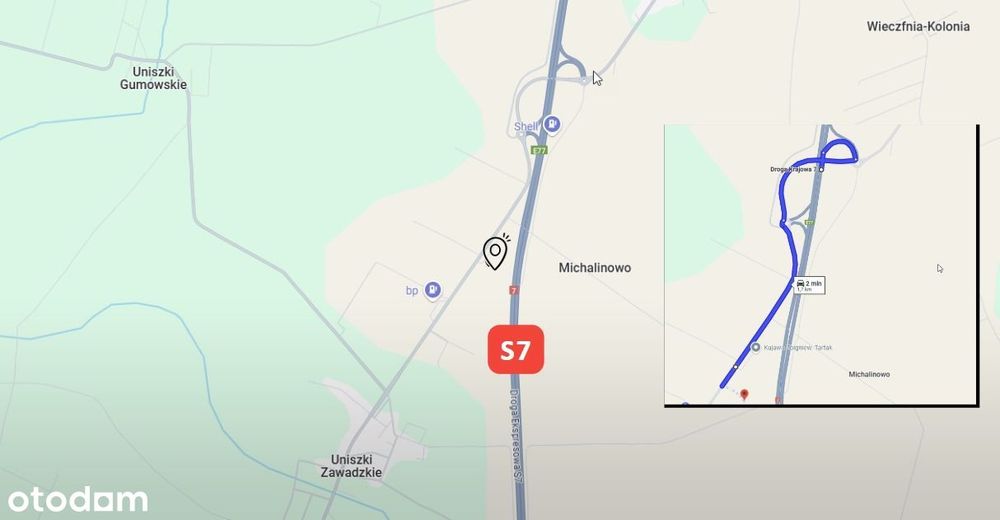 25 505 m2/grunt inwestycyjny przy S7 (MPZP : P/U)