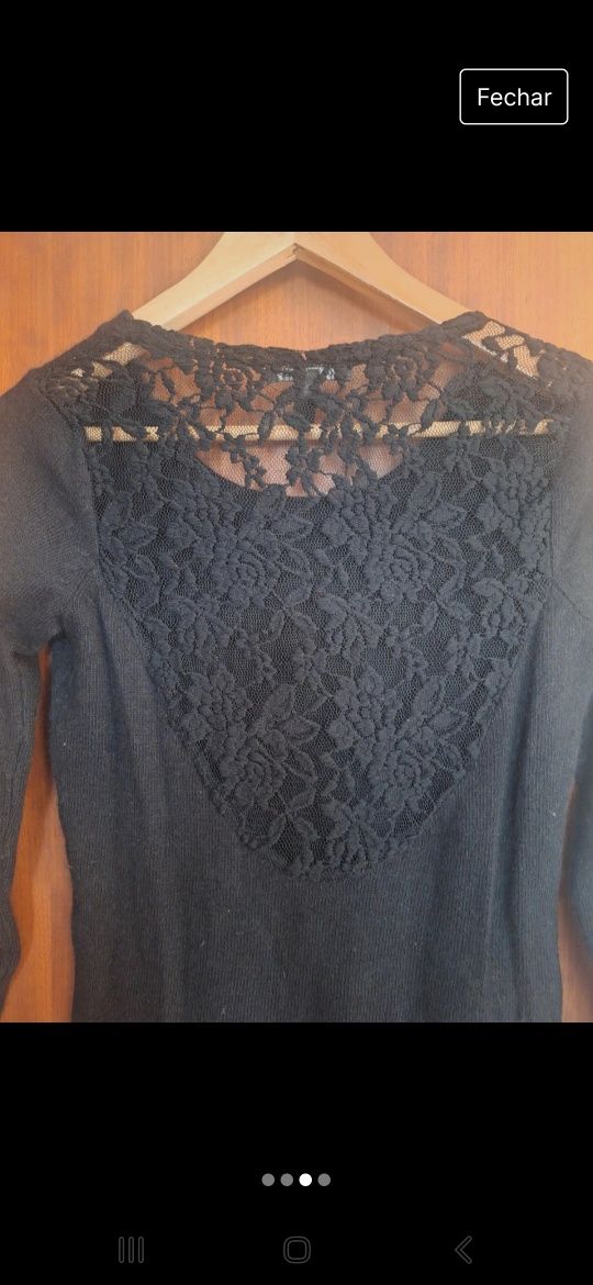 Vestido preto de lã novo da Mango , tamanho S