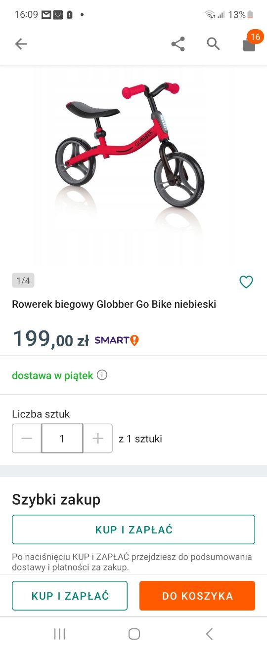 Rowerek biegowy Globber dla dziecka