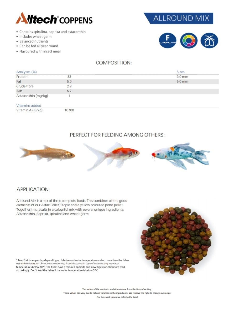 Корм для риб коі,coppens,nishiki,годування коі,рибки для ставка