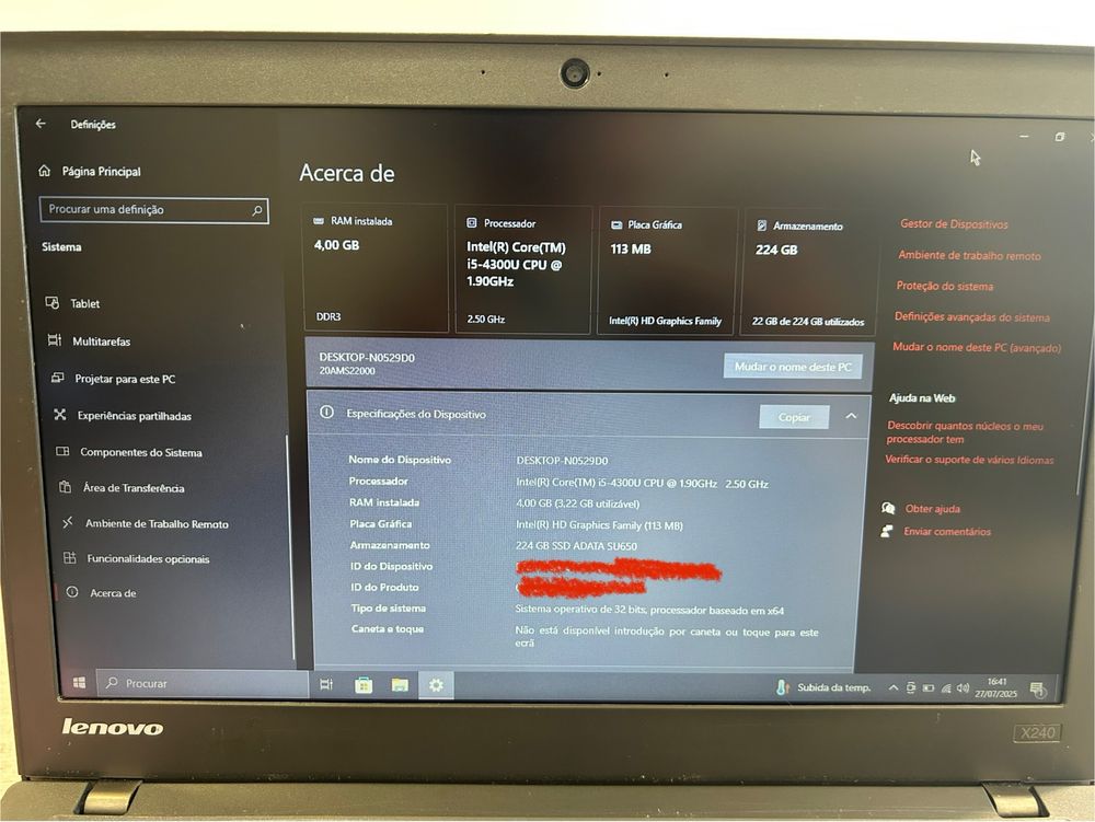 Portátil Lenovo ThinkPad X240