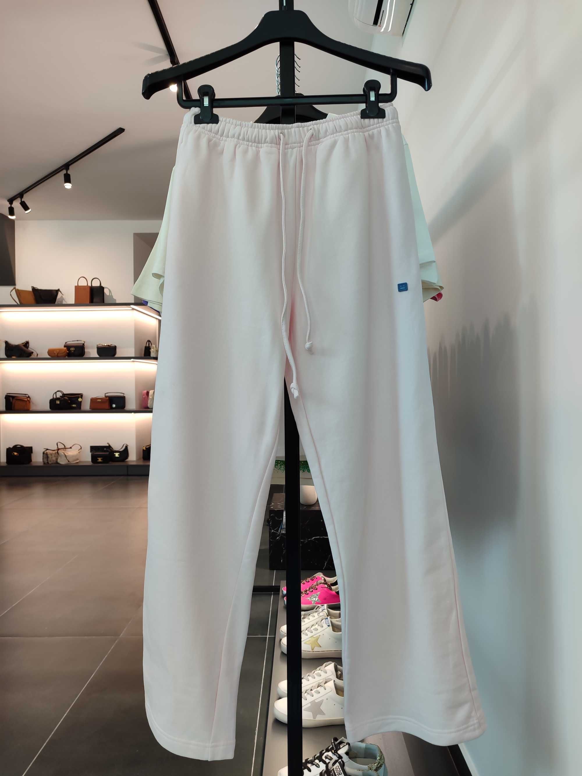 Штани Acne Studios Wide Leg Logo Embroidered Sweatpants Pink