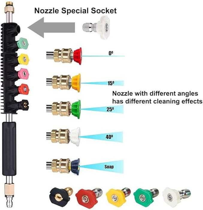 ZAYMDO Lanca do myjki ciśnieniowej 4000PSI z końcówkami i rurkami