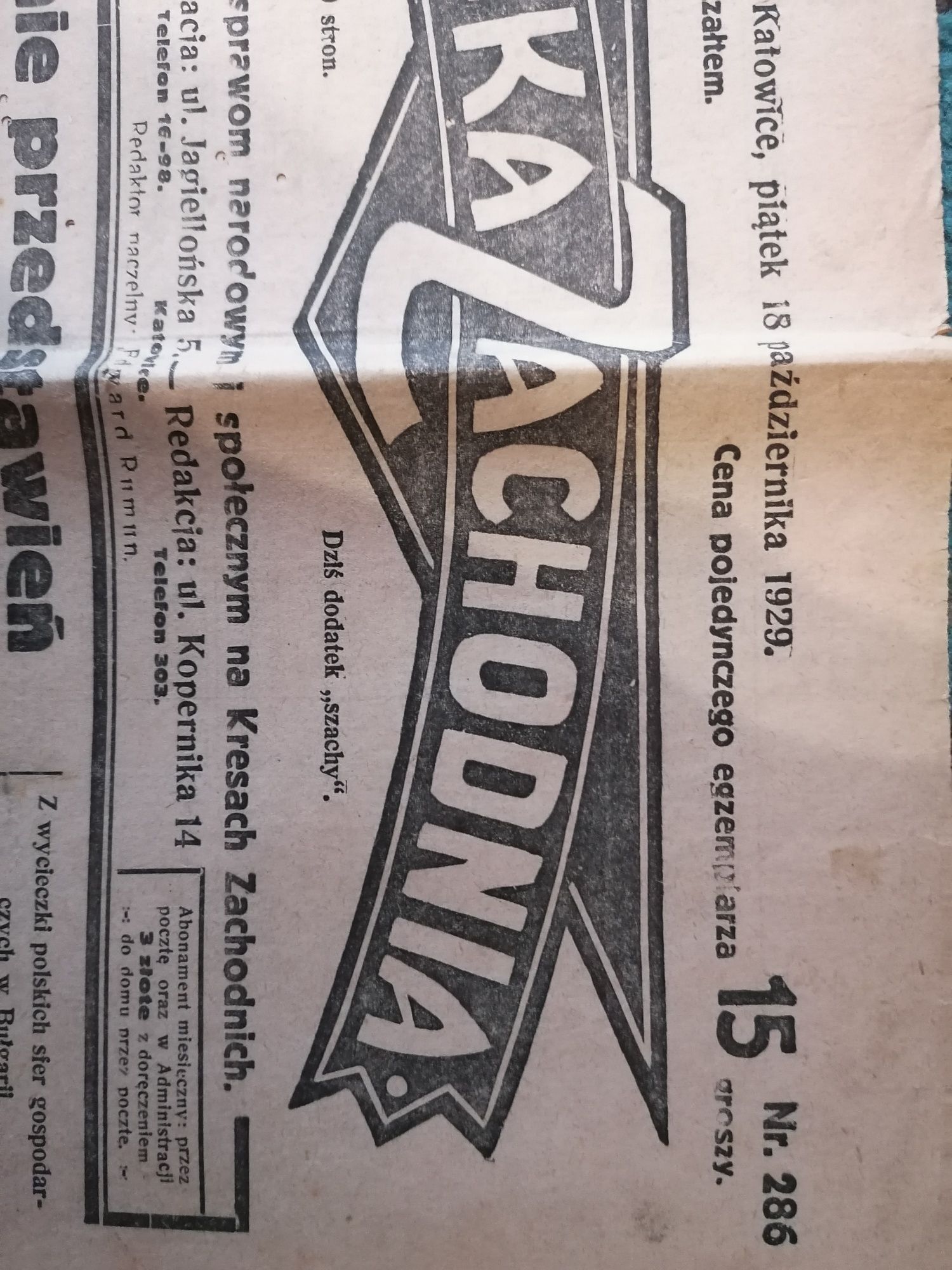 Sprzedam stara Polska gazetę z 1929 roku. ORGINAL