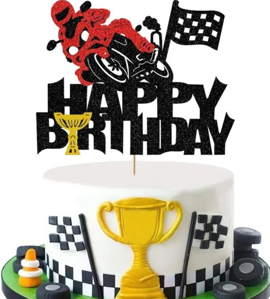 Topper piker na tort urodzinowy Motocykl
