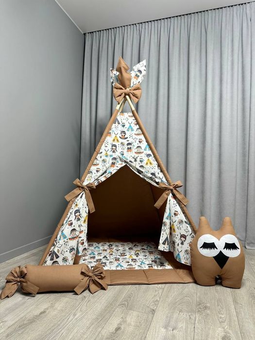 Вігвам Індіанці на коричневому повний комплект дитячий намет будиночок