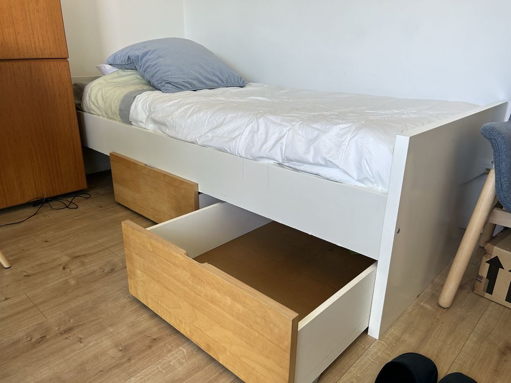Cama individual Brekke ikea com 3 gavetões