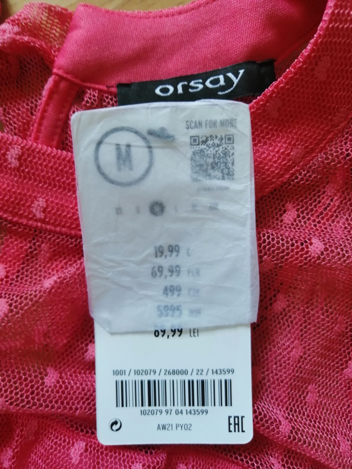 Nowa z metką malinowa plisowana bluzeczka Orsay 38 M