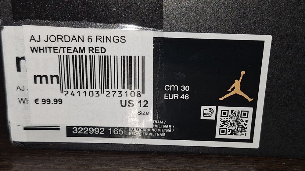 Nowe Jordan 6 Rings 46 Red Cherry Burgundy White
