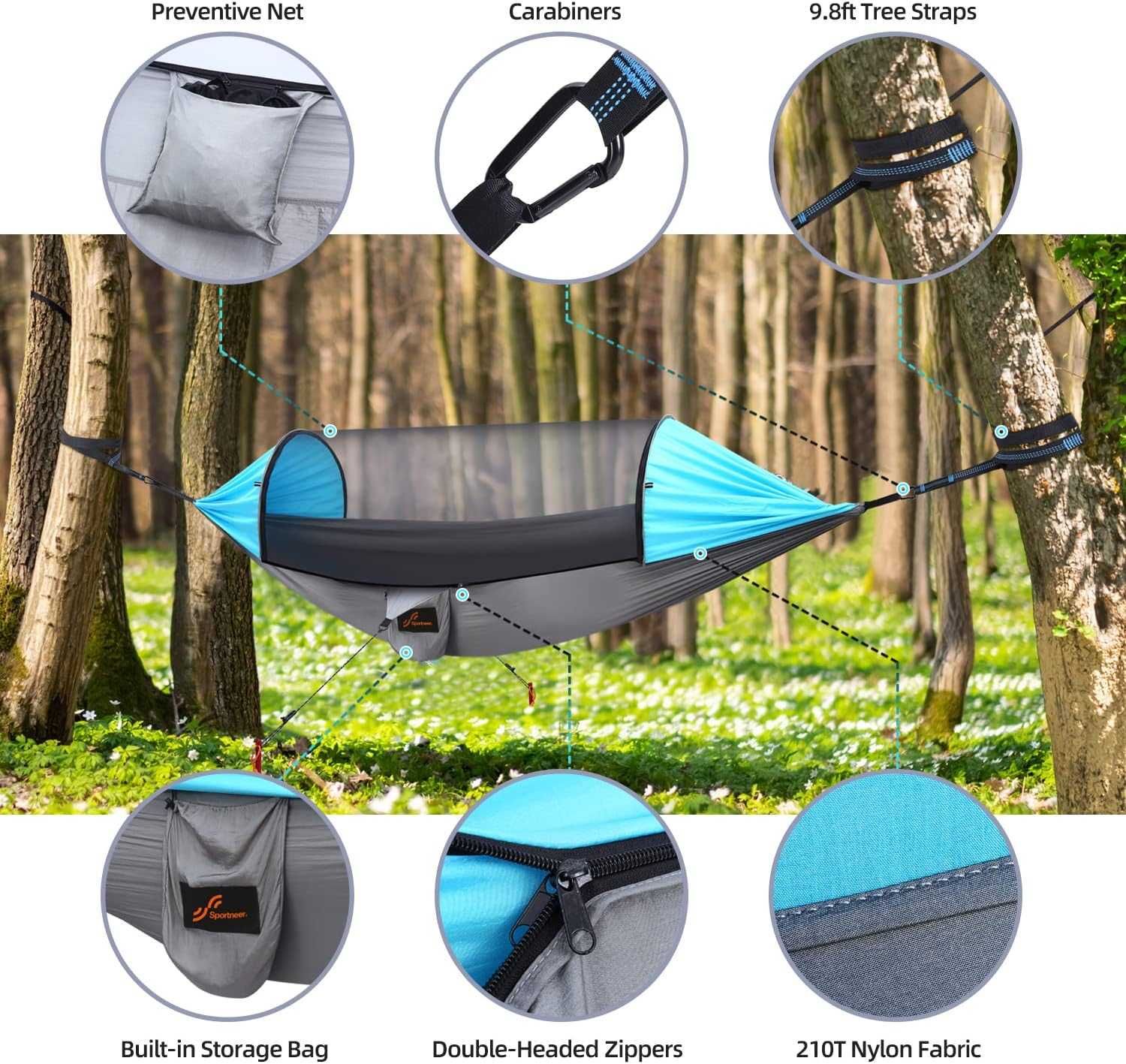 Nowy hamak outdoor / camping z moskitierą 300x180cm !B158! OKAZJA!