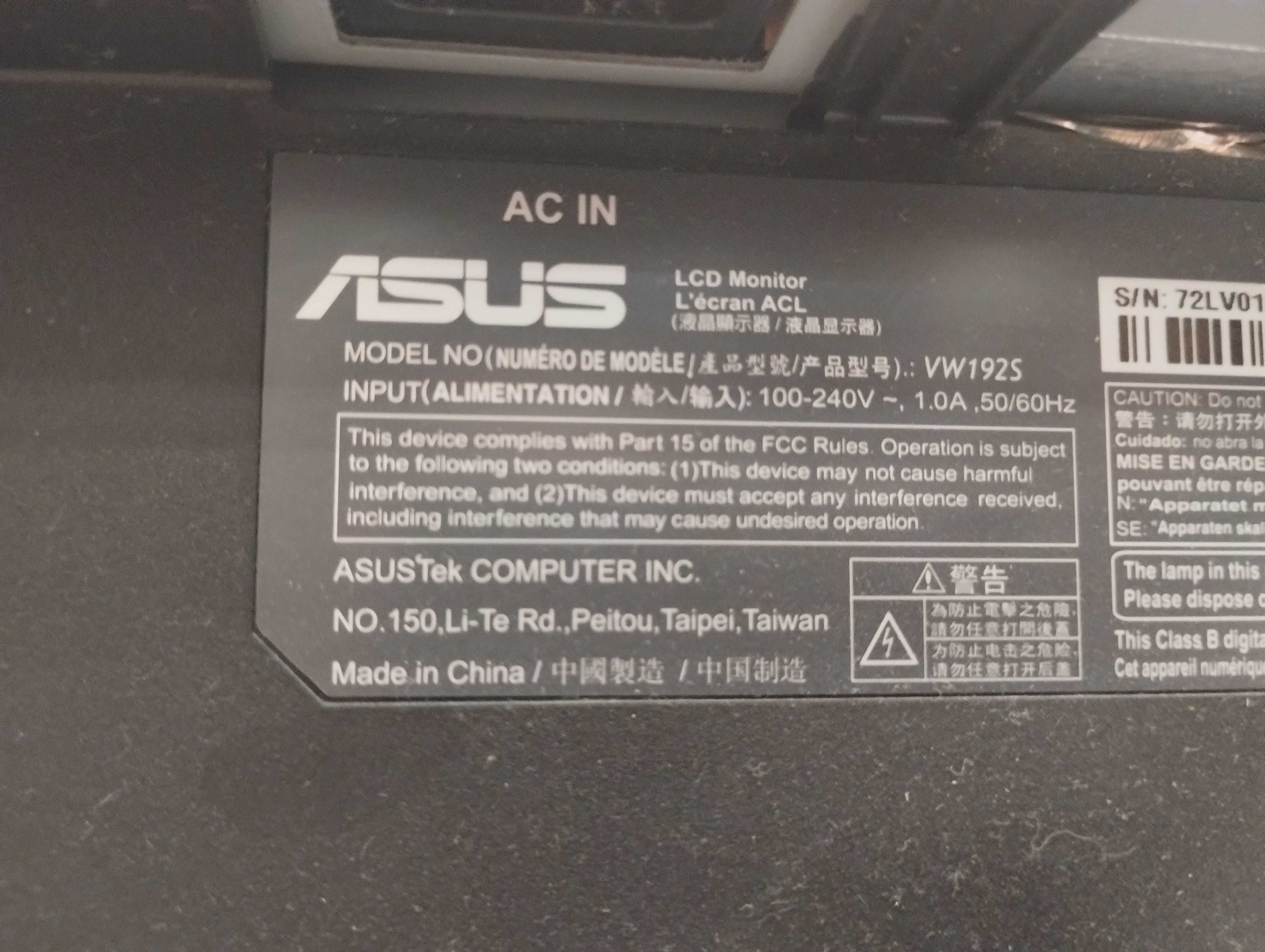 Monitor LCD 19 cali Asus VW192S używany