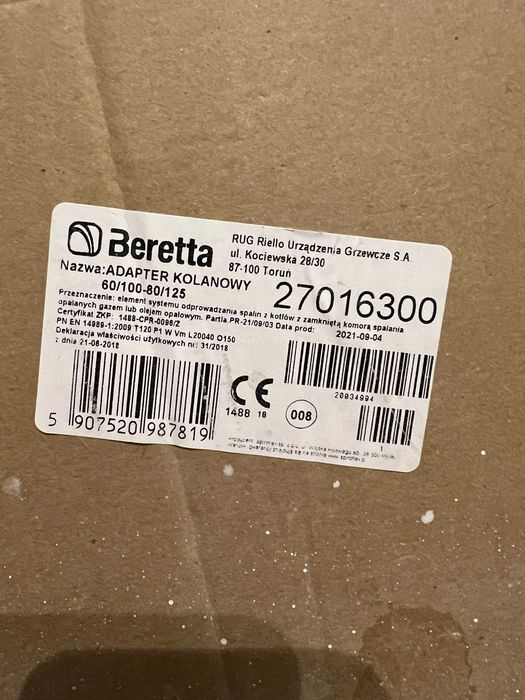Beretta adapter kolanowy 60/100 - 80/125