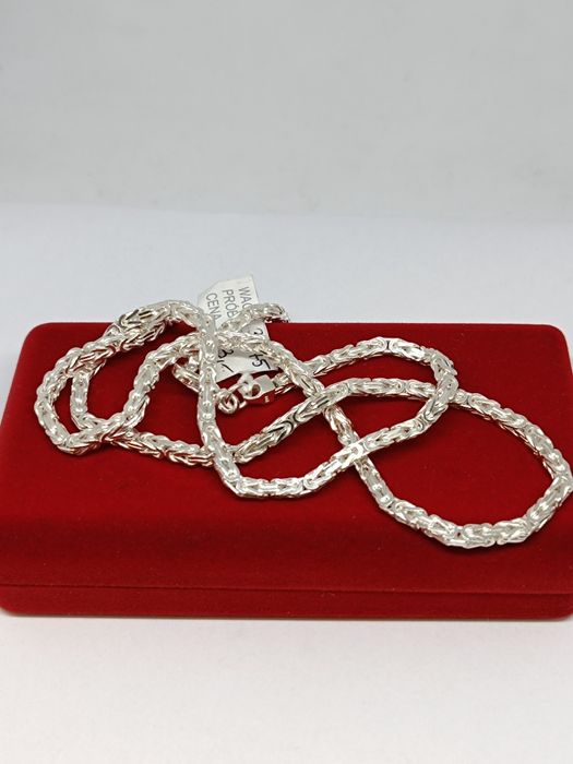 Srebrny łańcuszek splot królewski długość 60cm, srebro próby 925