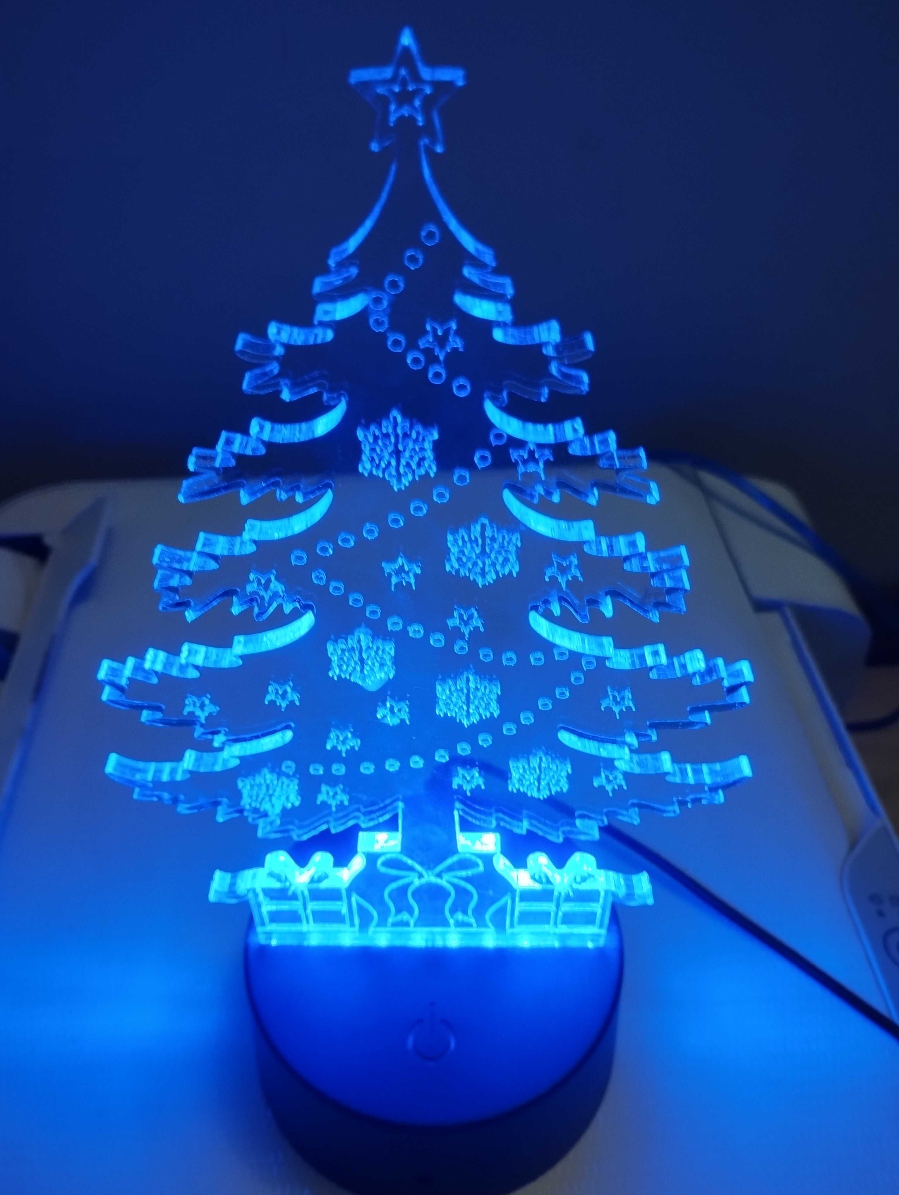 Lampka led 3d choinka pilot prezent