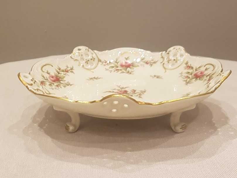 Patera na nogach oraz misa "Moliere Moosrose", porcelana Rosenthal