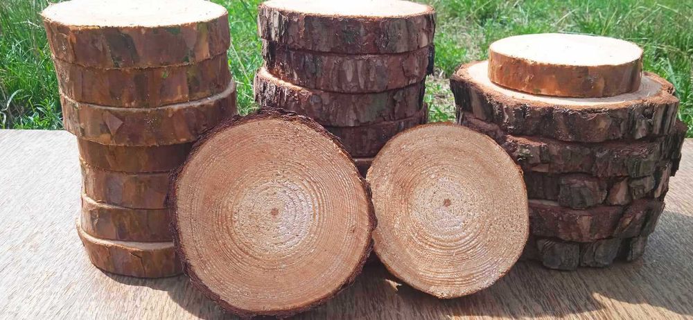 Amanda, plastry drewna, 20 sztuk, 10-15cm, krążki drewniane, podstawki