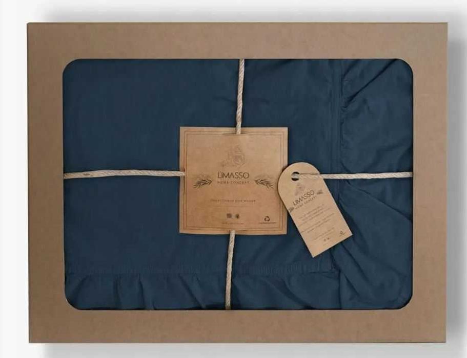 Pościel Bawełniana 160x200 + 2x70x80cm, Bez Prasowania z Falbankami