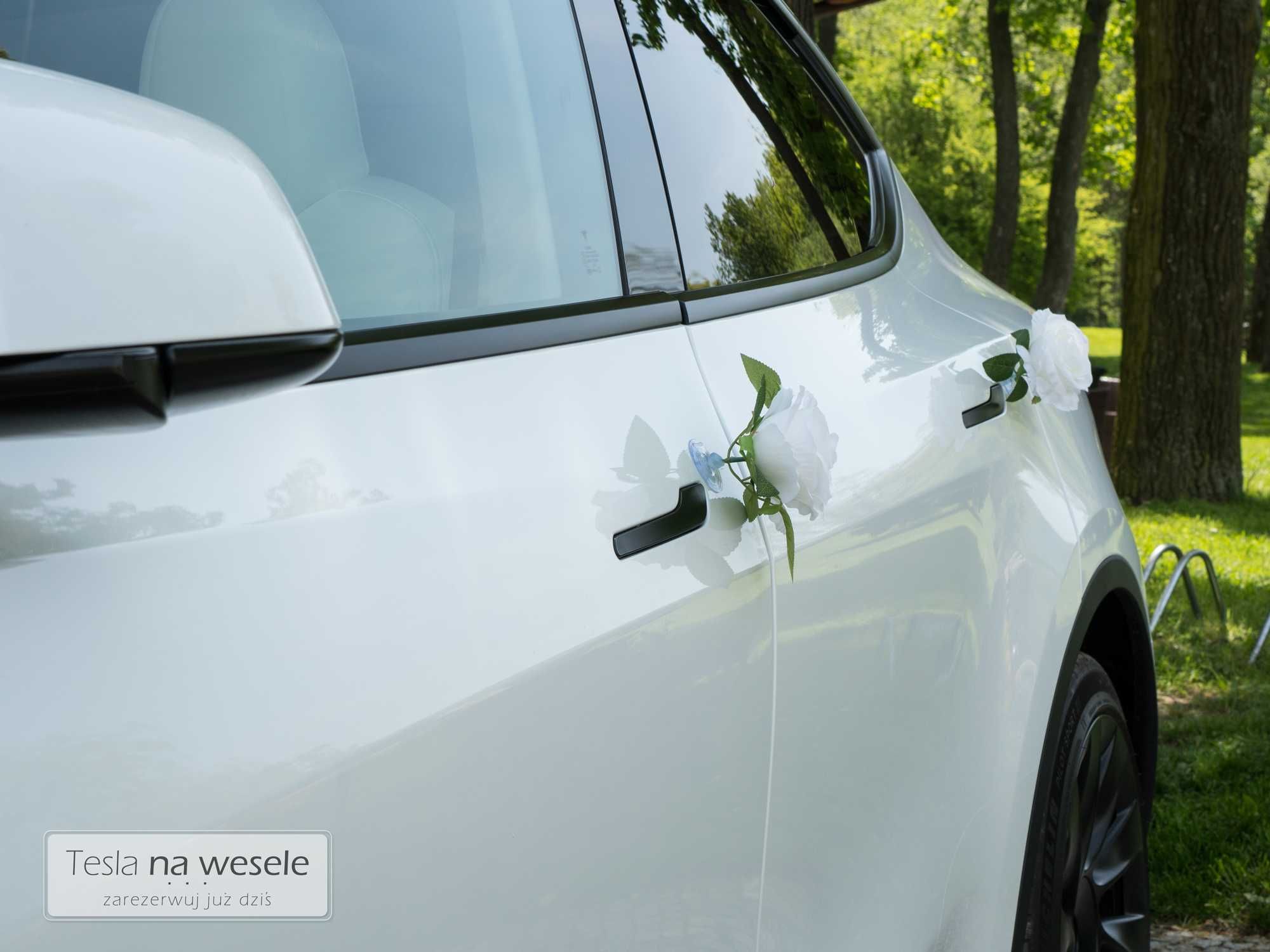 Ostatnie terminy auto na wesele samochód do ślubu biała Tesla Y 500km